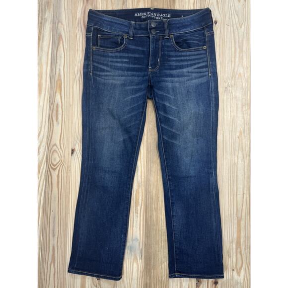 American Eagle Outfitters Artist Crop Stretch Jeans Womens 4 Dark Blue Denim - Picture 1 of 6